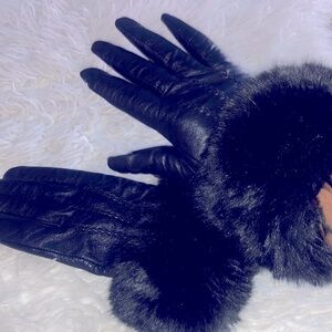 Leather Cashmere Winter Gloves EUC